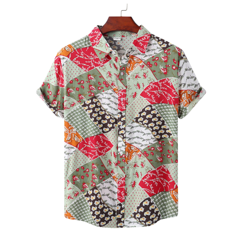 Abstract Element Pattern Colorful Print Casual Shirt