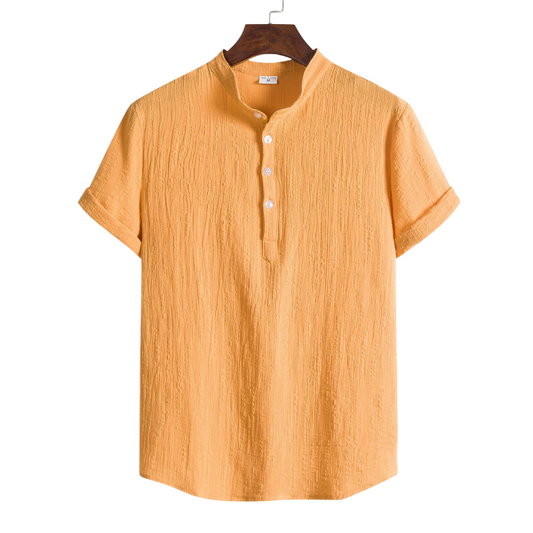 Orange Cotton And Linen T-Shirt