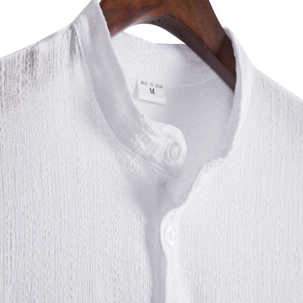 S123 White Cotton And Linen T-Shirt