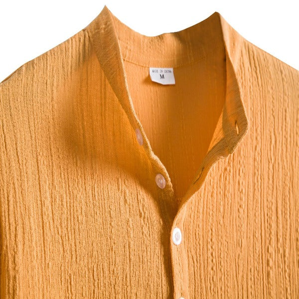 Orange Cotton And Linen T-Shirt