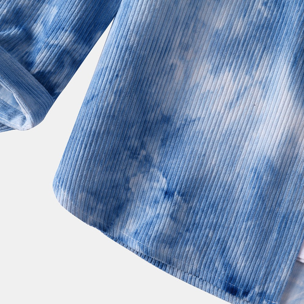 Blue Tie-Dye Corduroy Button Down Shirt