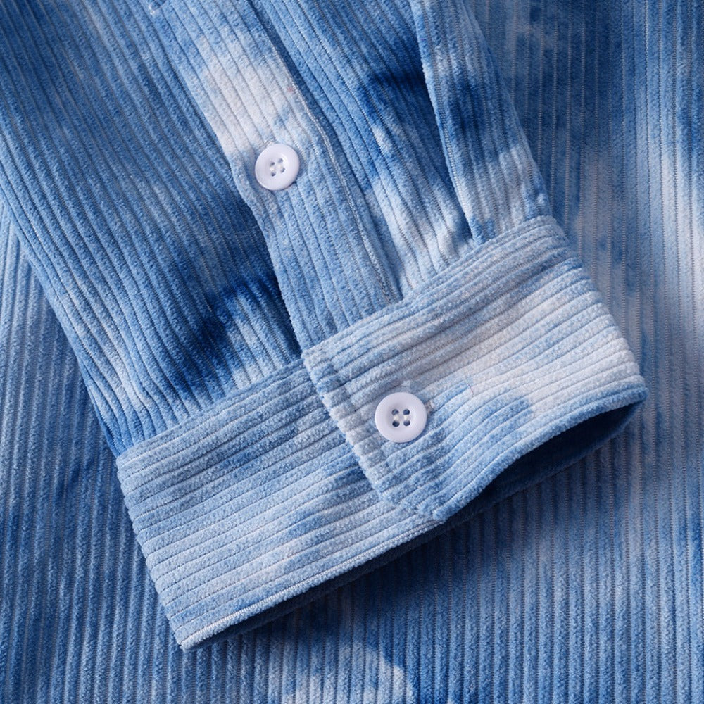 Blue Tie-Dye Corduroy Button Down Shirt