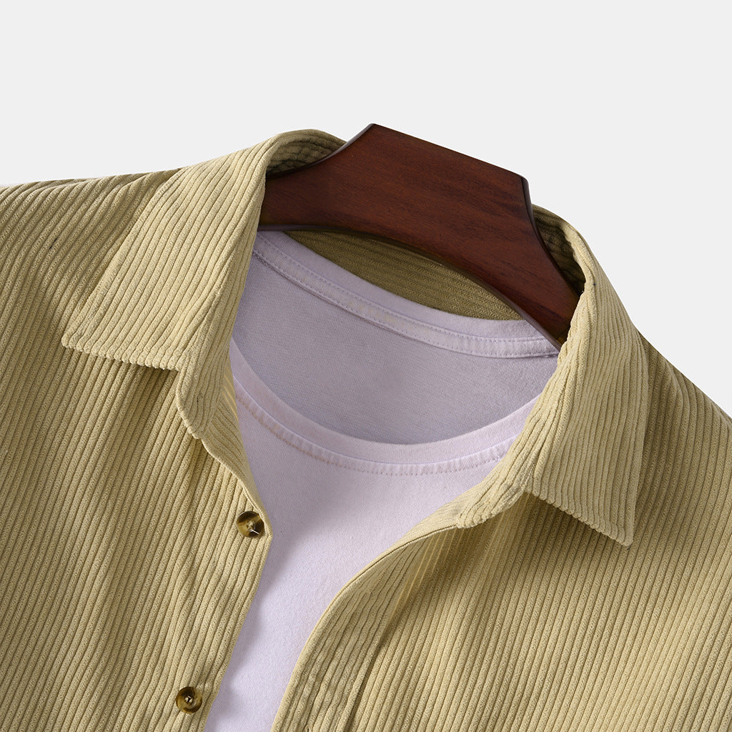 Solid Striped Corduroy Button Down Shirt