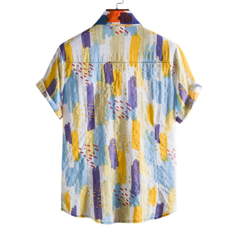 Floral Lining Printed Lapel Shirt