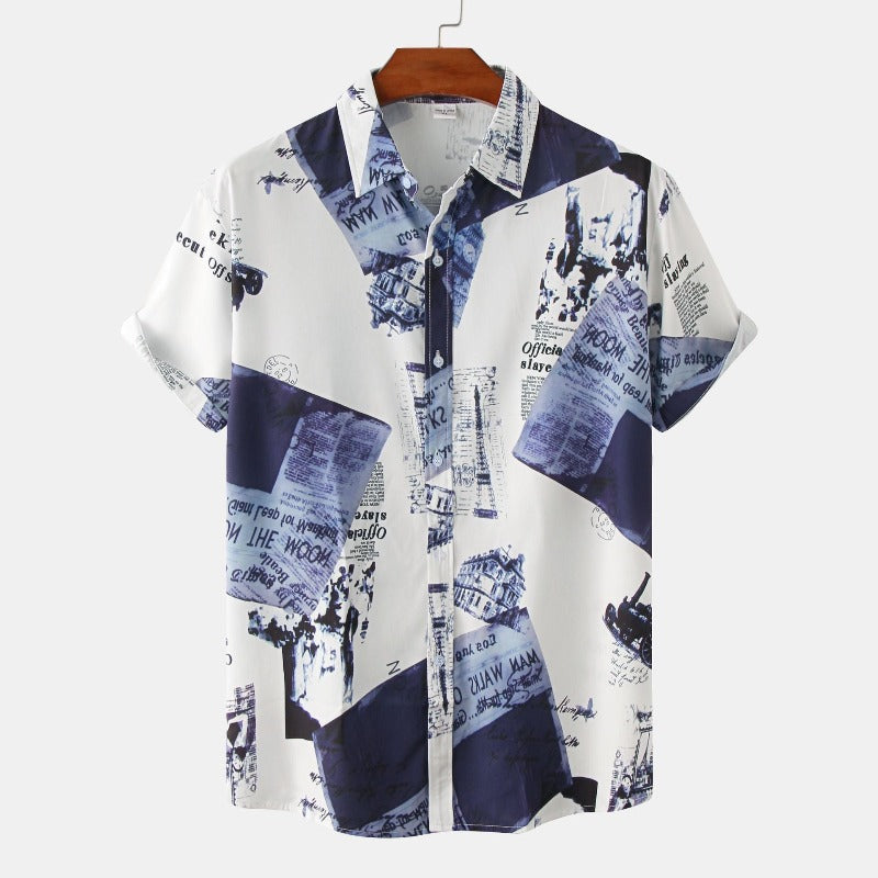 Short Sleeve Shirt Loose Print Beach Shirt