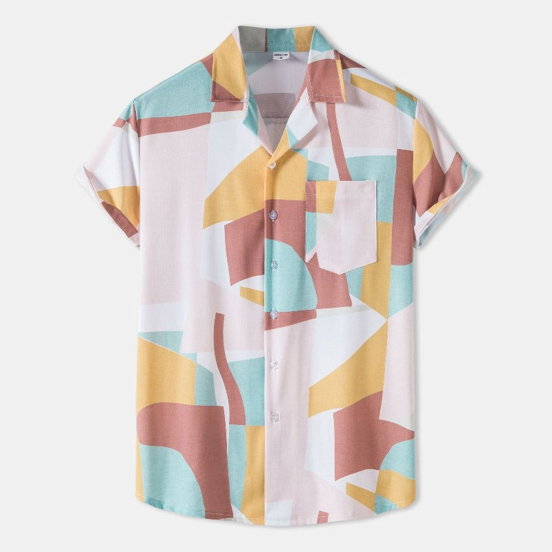 Form-Fitting Printed Short-Sleeved Shirt