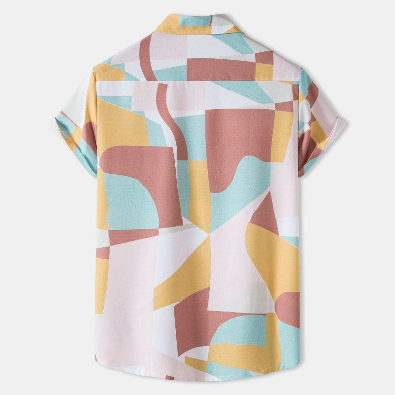 Form-Fitting Printed Short-Sleeved Shirt