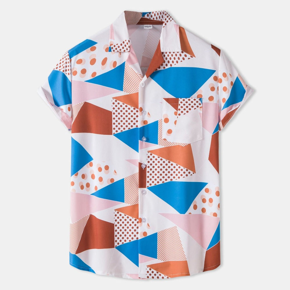 Short Sleeve Floral Shirt Patchwork Shirt