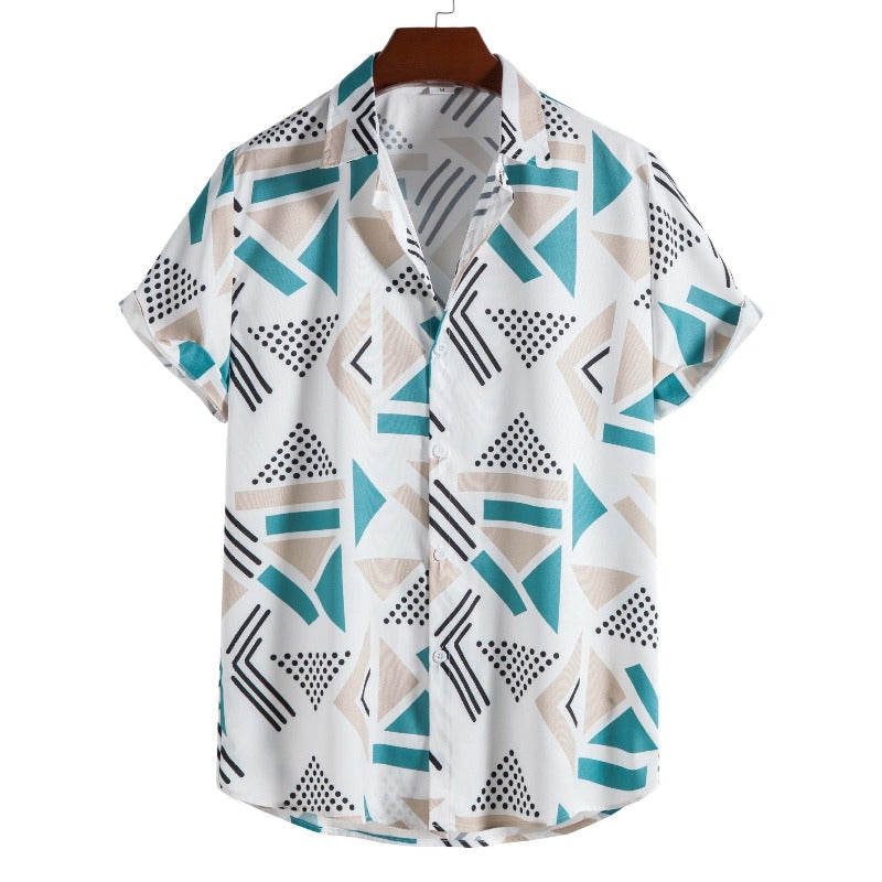 Fashion Printed Polyester Short Sleeve Shirt