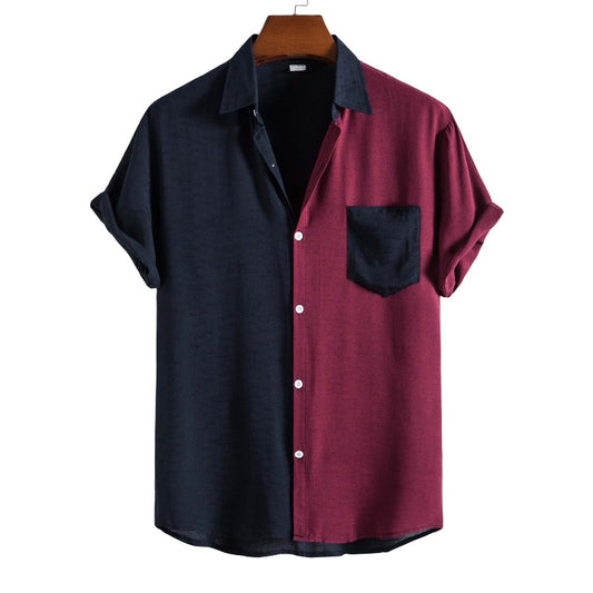 Casual Stitching Short Sleeve Shirt