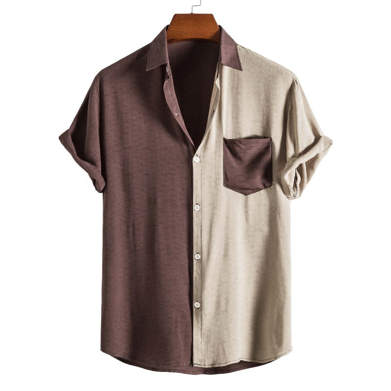 Casual Stitching Short Sleeve Shirt