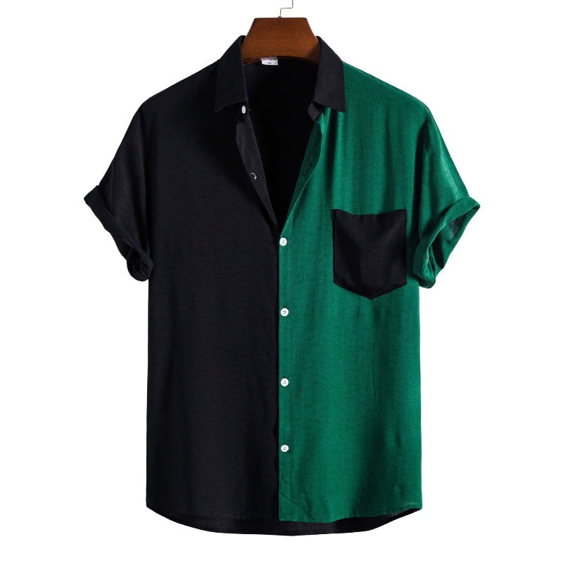 Casual Stitching Short Sleeve Shirt