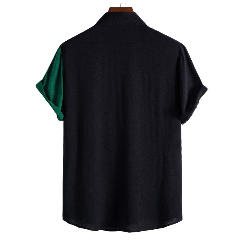 Casual Stitching Short Sleeve Shirt