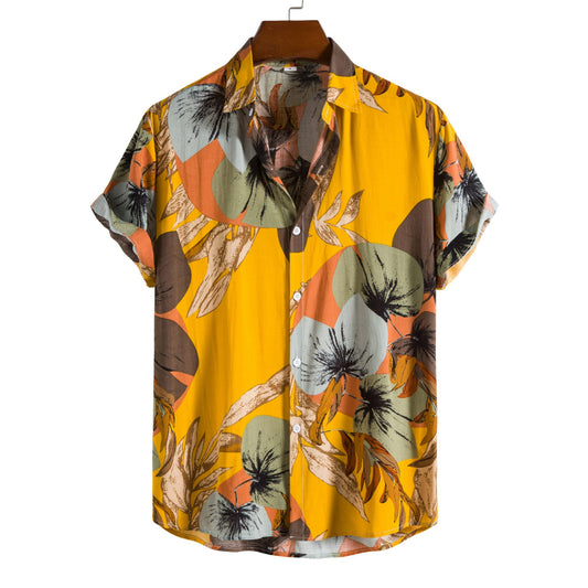 Rayon Printed Short-Sleeved Shirt