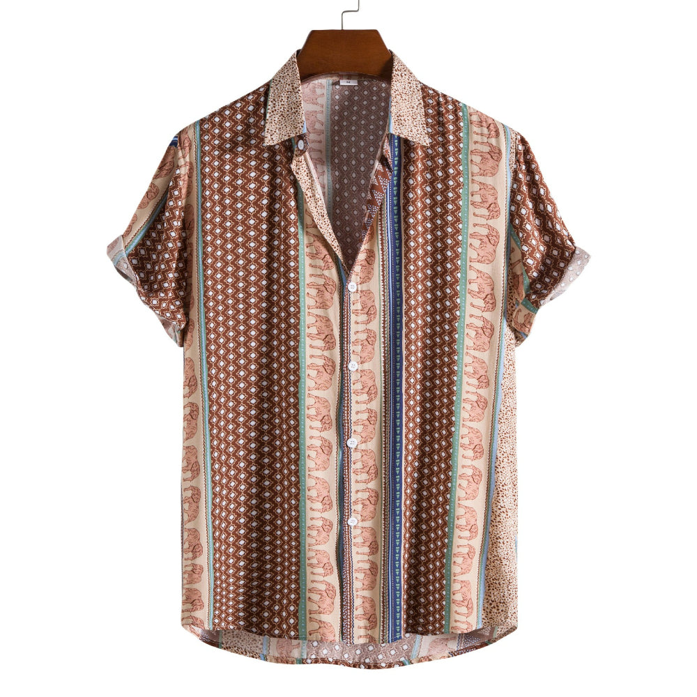 Ethnic Trend Printed Short-Sleeved Shirt