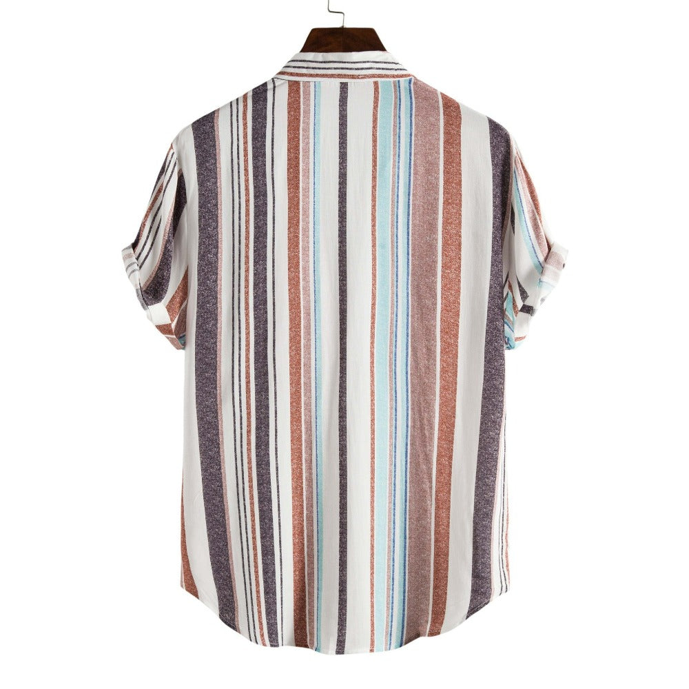 Casual Striped Shirt With Short Sleeves