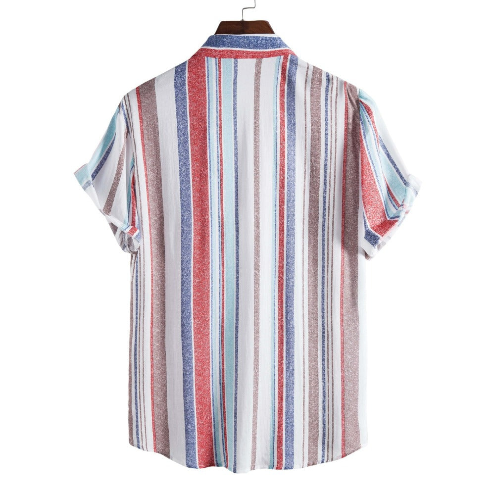 Short Sleeves Casual Striped Shirt