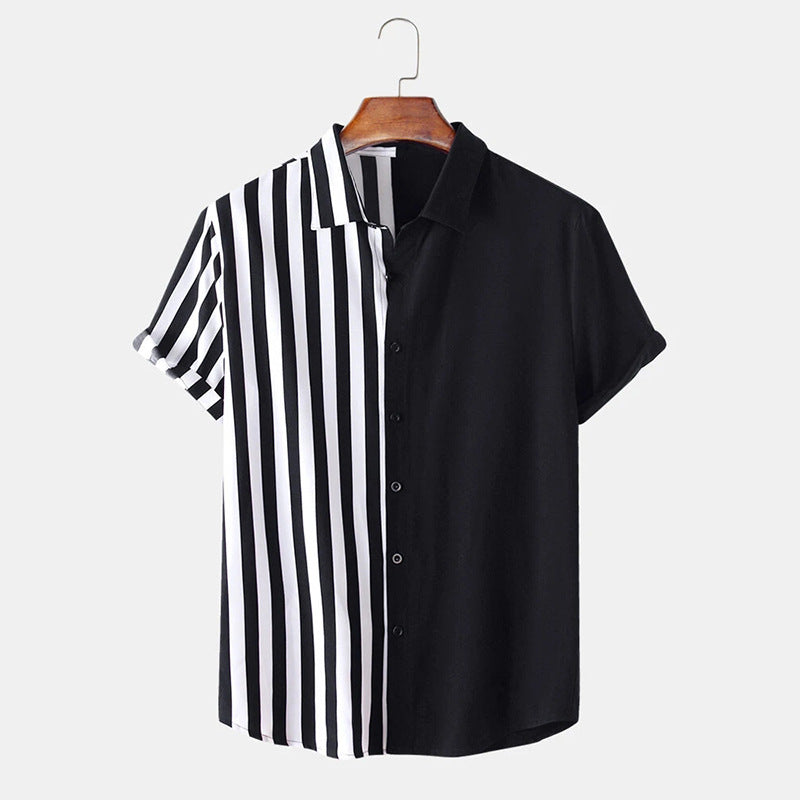 Casual Men's Shirt With Two-Tone Striped Print
