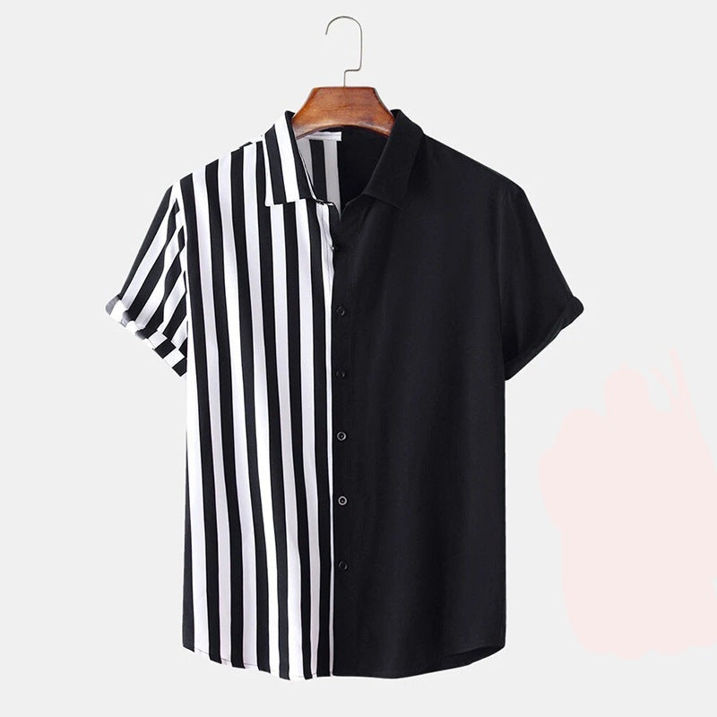 Casual Men's Shirt With Two-Tone Striped Print