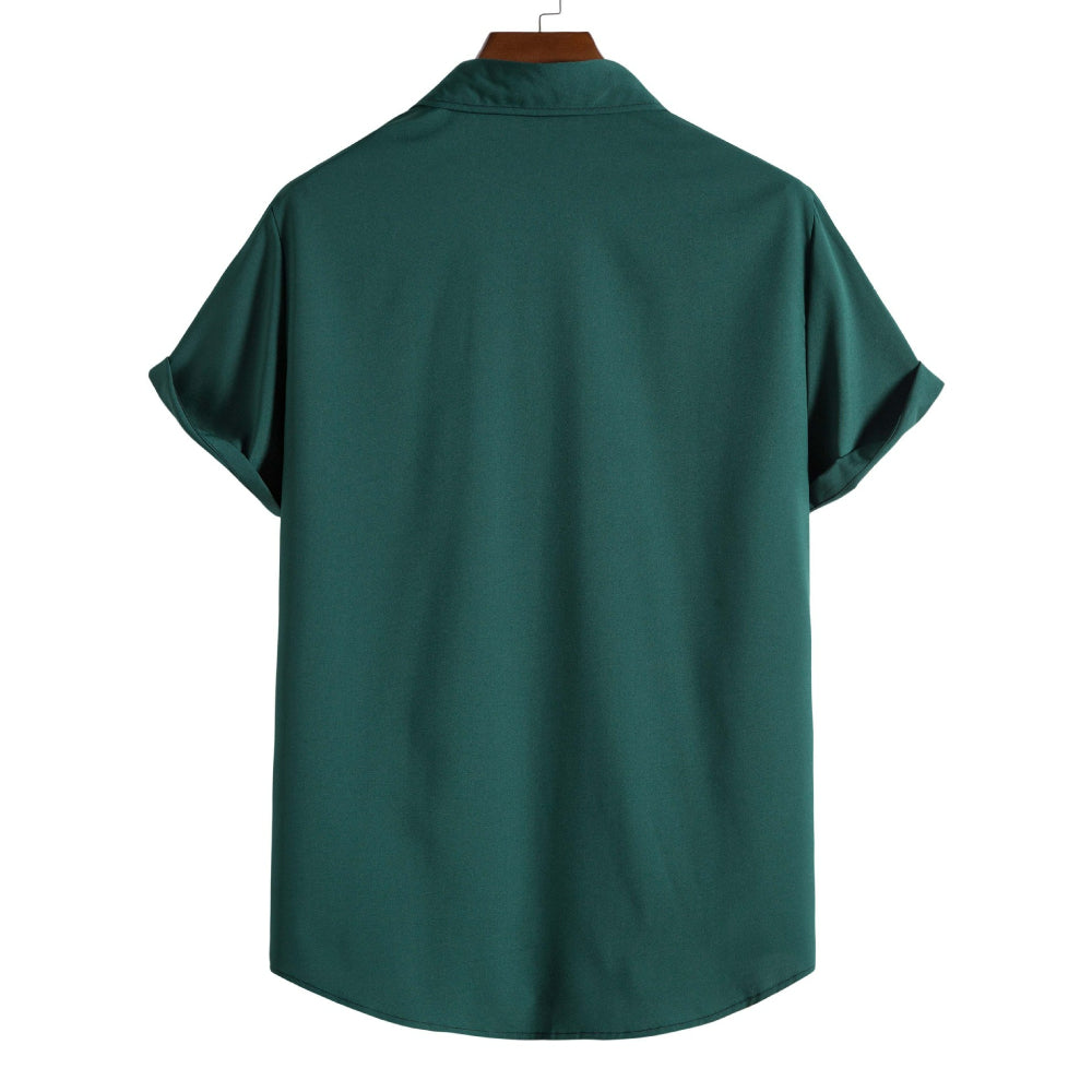 Solid Color Short Sleeve Shirt for Men