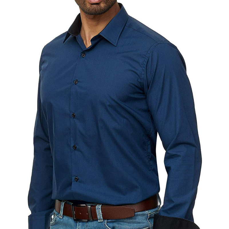 Men's casual long sleeve solid business shirt