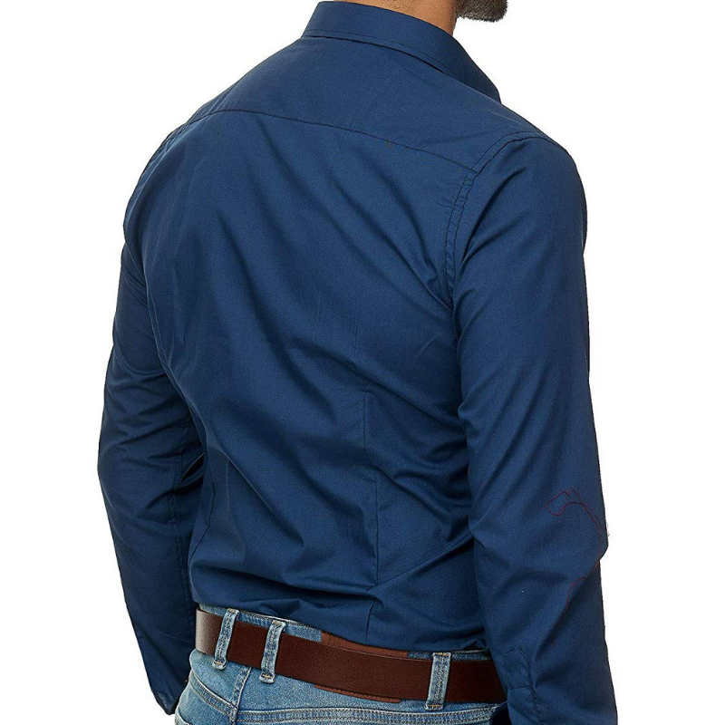 Men's casual long sleeve solid business shirt