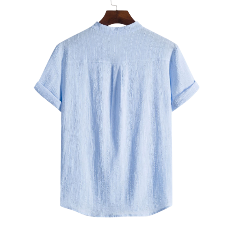 Blue Cotton And Linen T-Shirt