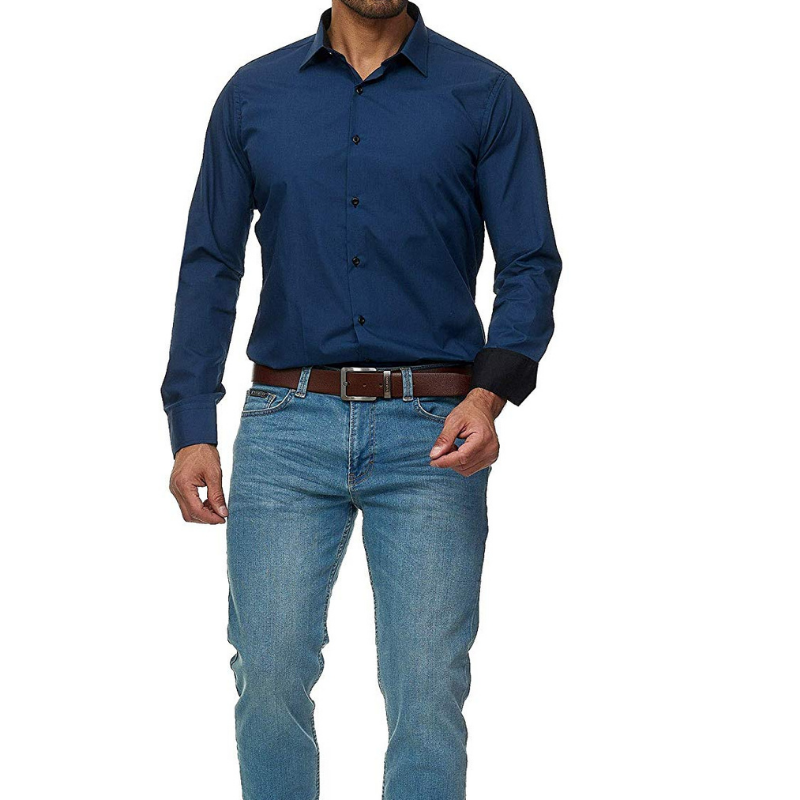 Men's casual long sleeve solid business shirt