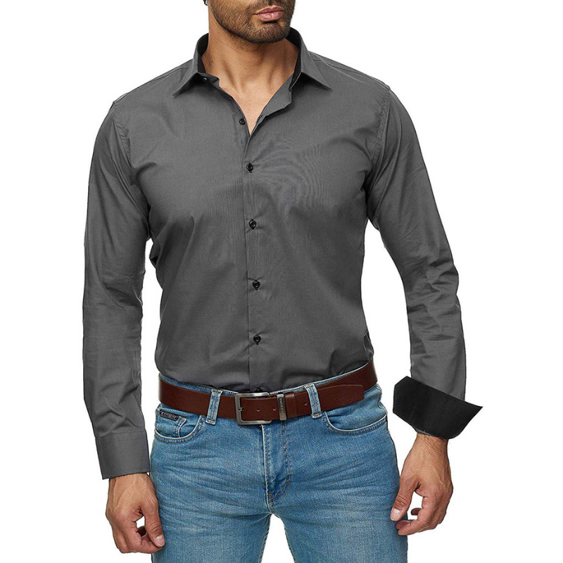 Men's casual long sleeve solid business shirt