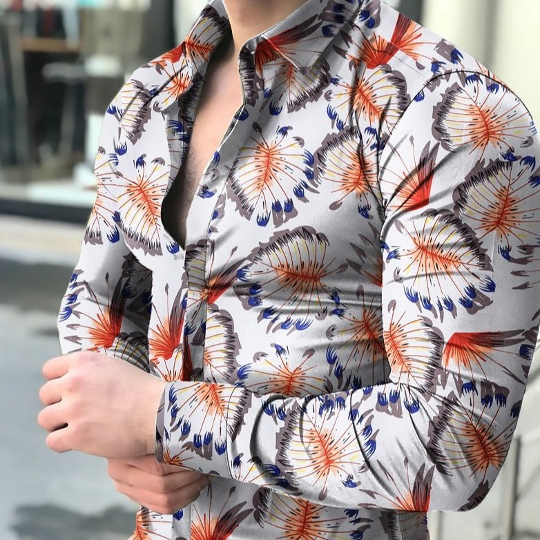 Leaf Printed Long Sleeve Shirt