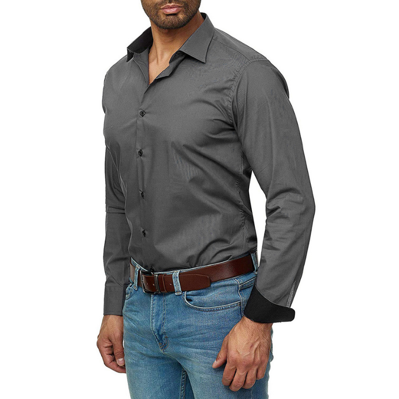 Men's casual long sleeve solid business shirt