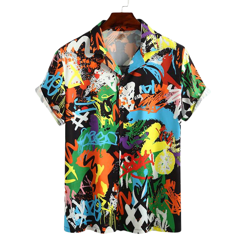Abstract Designer Lapel Collar Shirt