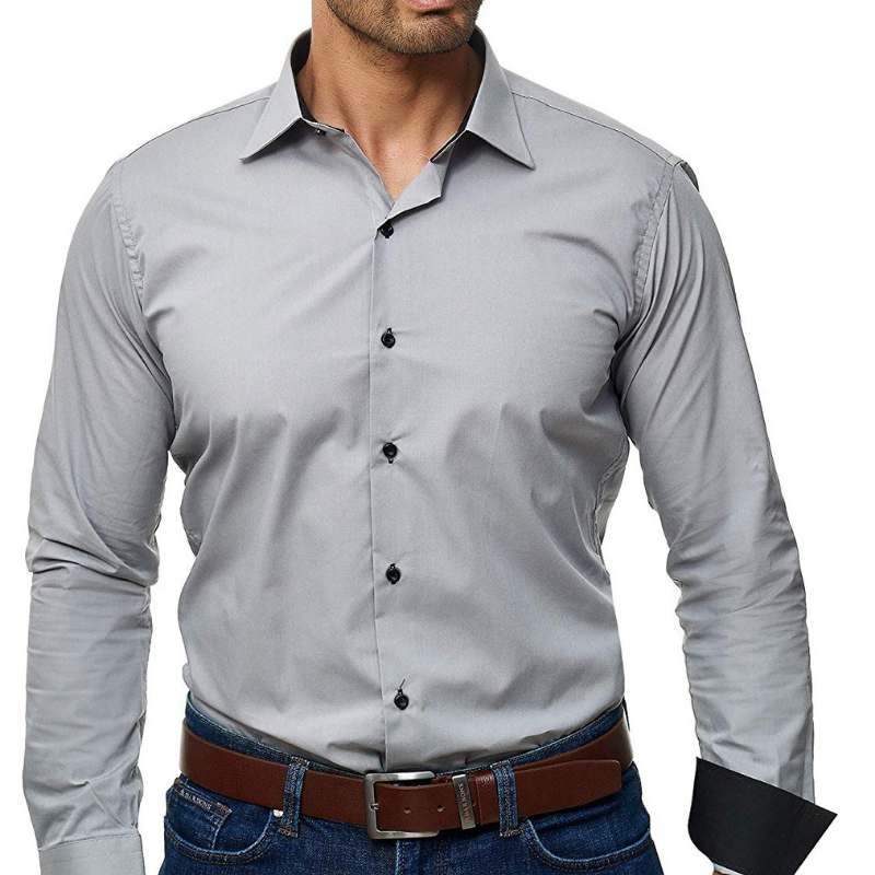 Men's casual long sleeve solid business shirt