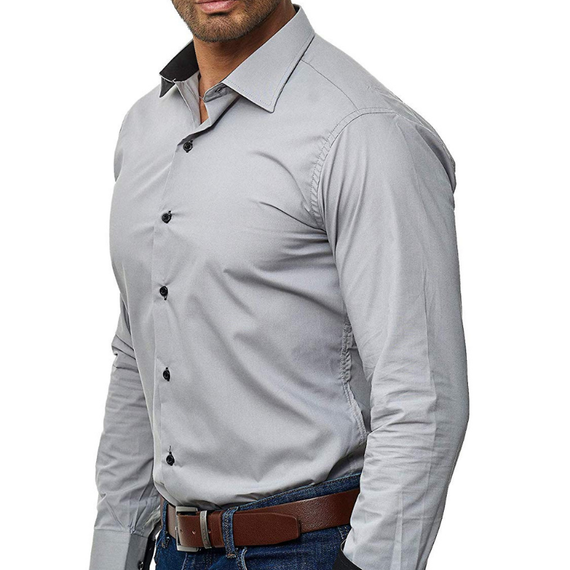 Men's casual long sleeve solid business shirt