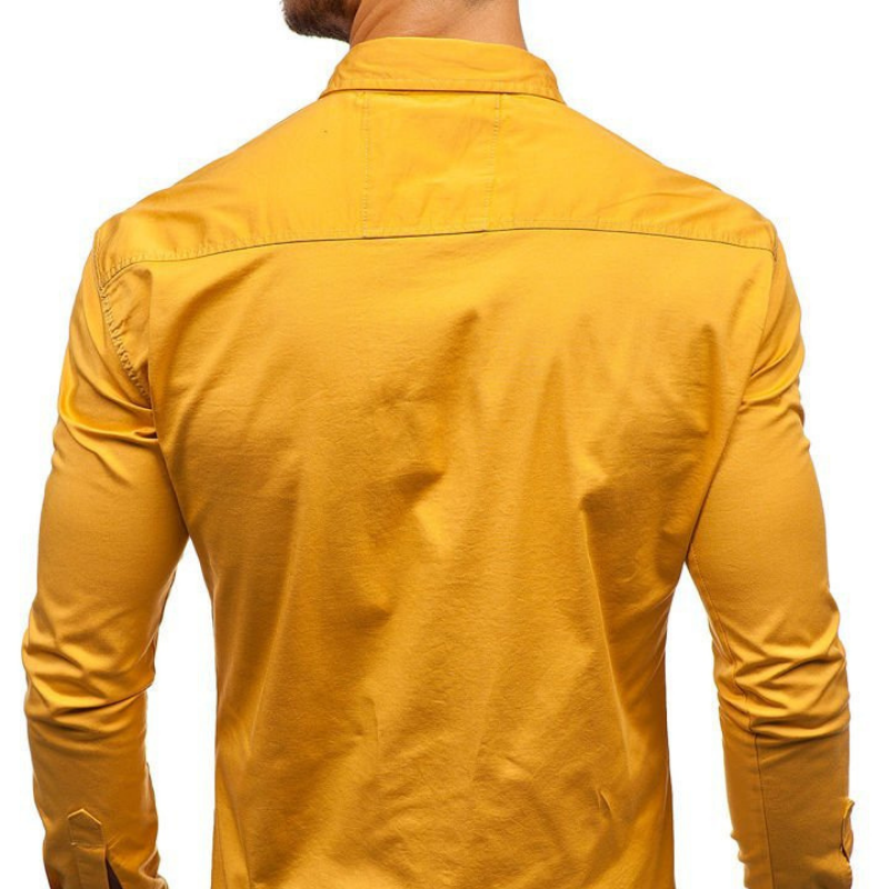 Men's dual-pocket cotton long sleeve shirt