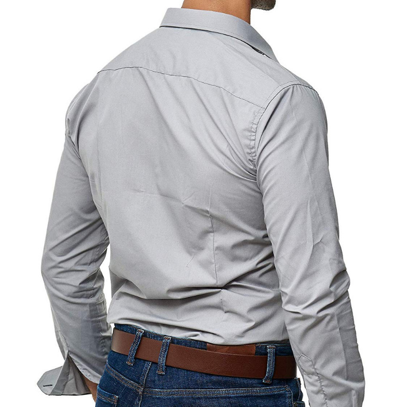 Men's casual long sleeve solid business shirt