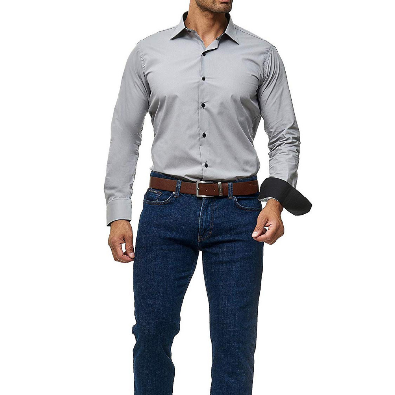 Men's casual long sleeve solid business shirt
