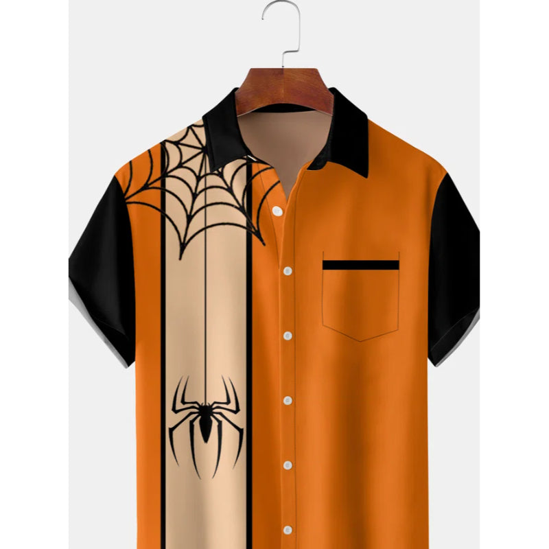 Men's Funky Halloween Spider Printed Shirt