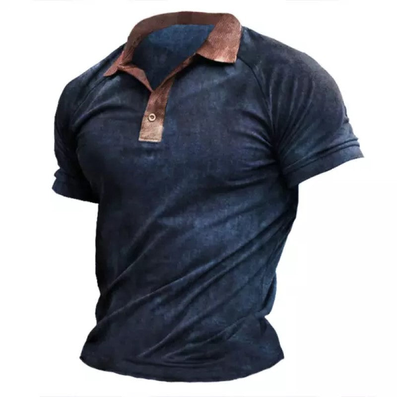 Outdoor Casual Tactical Vintage Print Henley T-Shirt