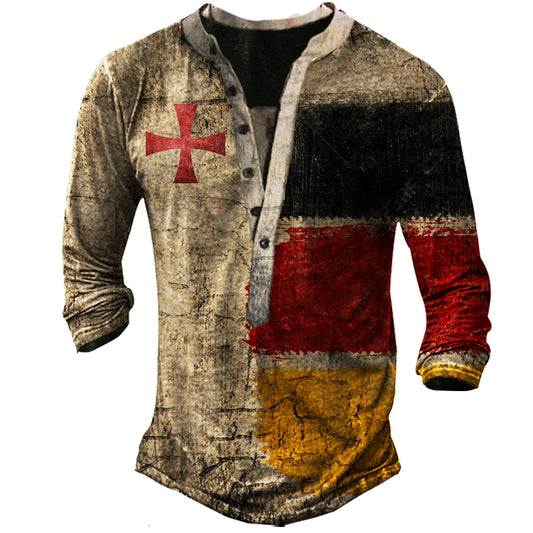 Men's Outdoor Crusades Tactical Henley Collar T-Shirt