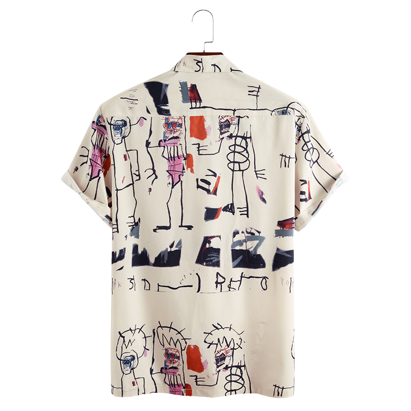 Graffiti Design Lapel Collar Shirt