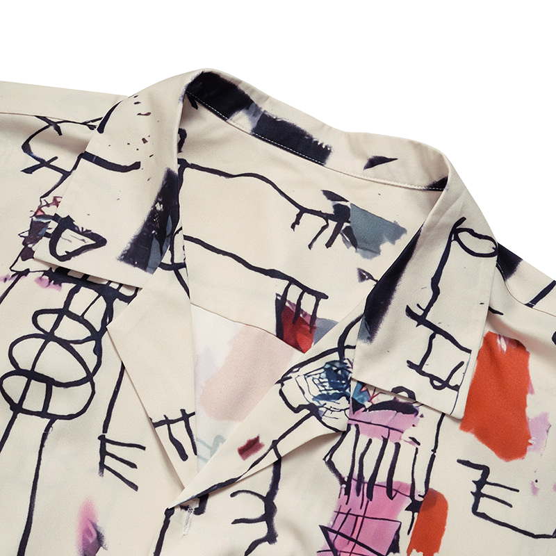 Graffiti Design Lapel Collar Shirt