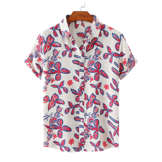 White Hawaiian Floral Print Casual Shirt