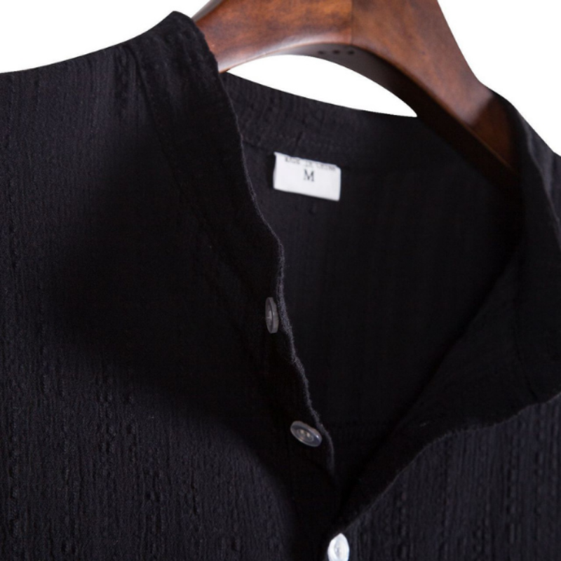 Black Cotton And Linen T-Shirt