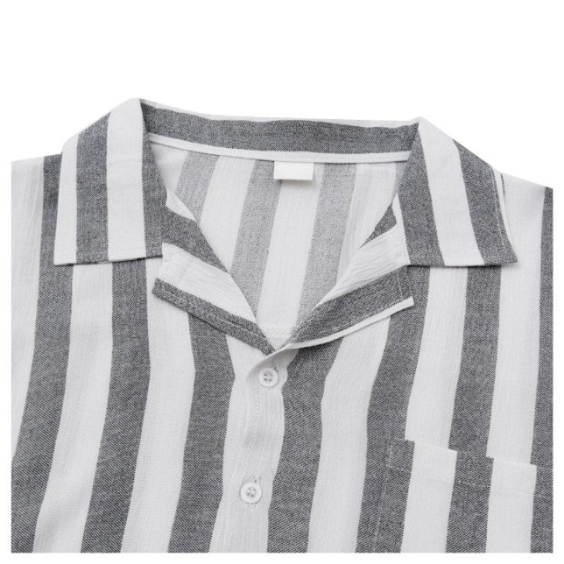 Awning Striped Lapel Collar Casual Shirt