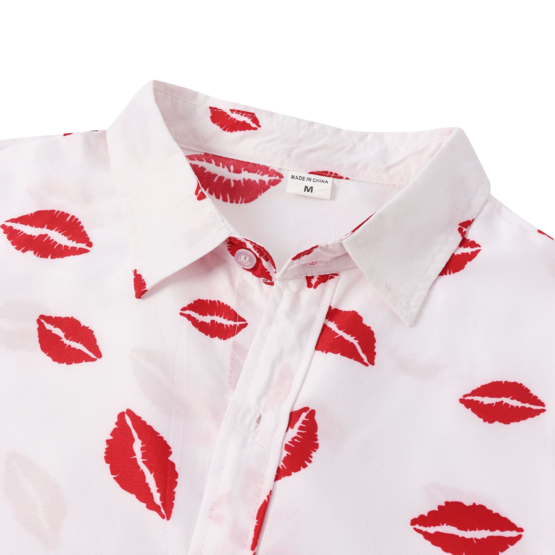 Men's Long Sleeve Lip Print Shirt