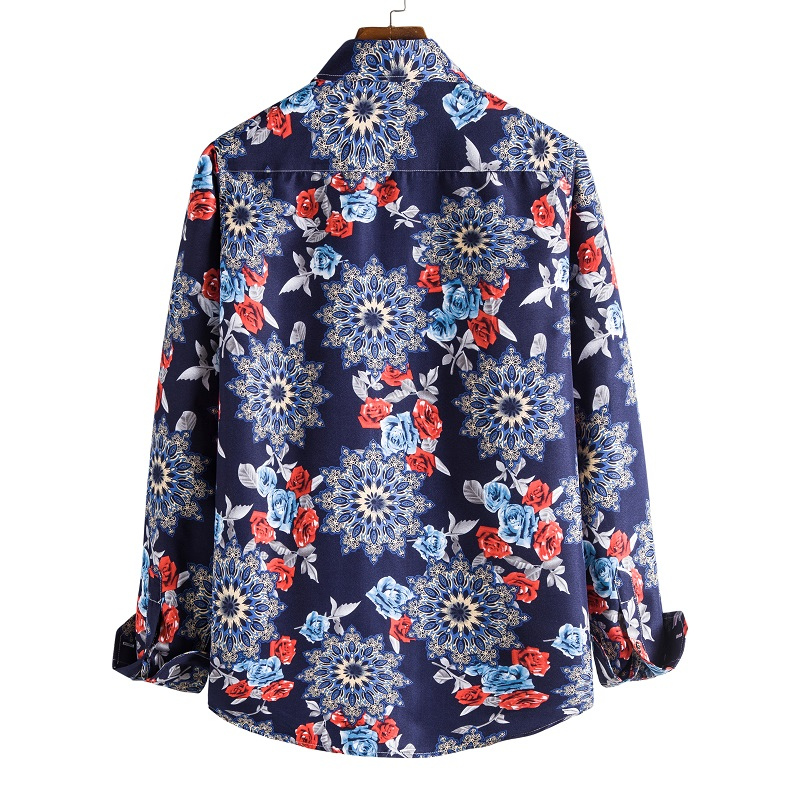 Casual rose and shapes printed long sleeve shirt