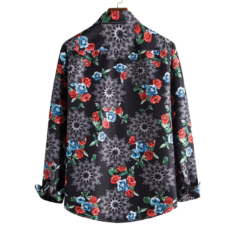 Casual rose and shapes printed long sleeve shirt