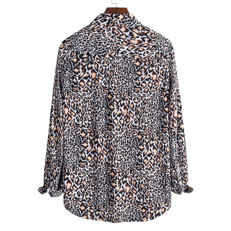 Men's causal leopard printed long sleeve shirt