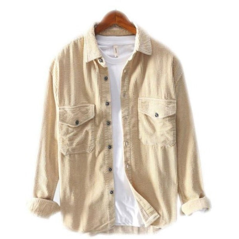 Stylish Solid Corduroy Pockets Shirt: Comfort and Trend in One